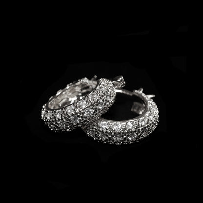 CZ PUFF HOOP EARRINGS