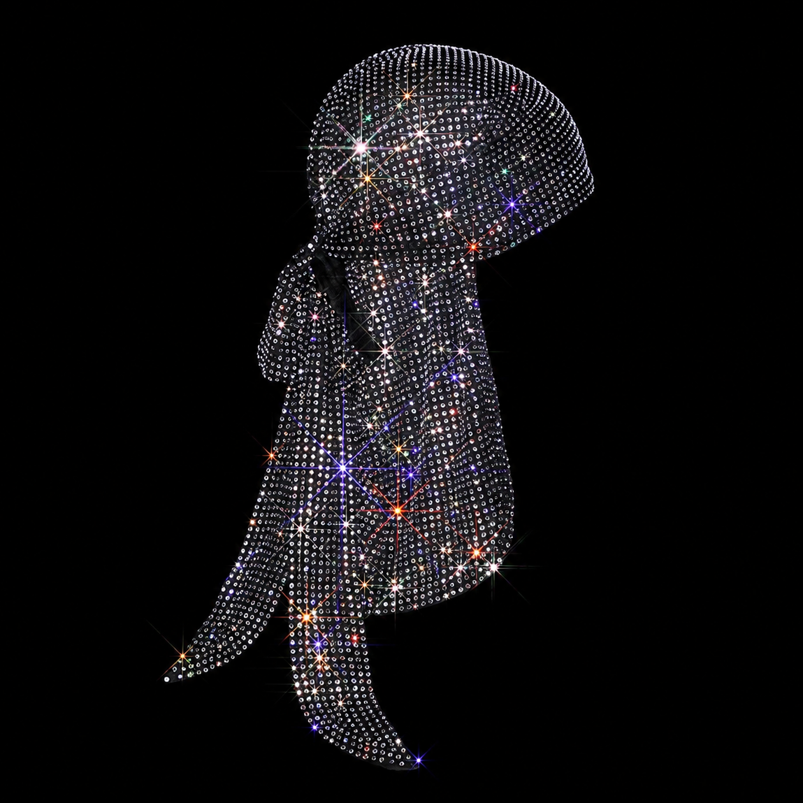 BLACK + CLEAR CRYSTALLIZED UNISEX DURAG