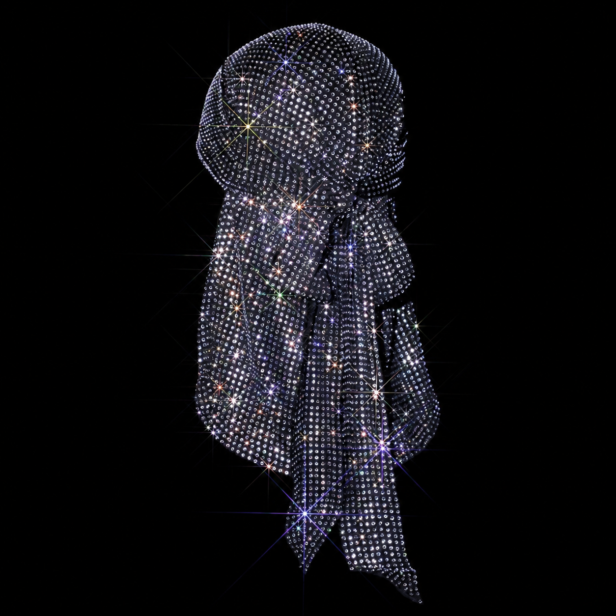 BLACK + CLEAR CRYSTALLIZED UNISEX DURAG