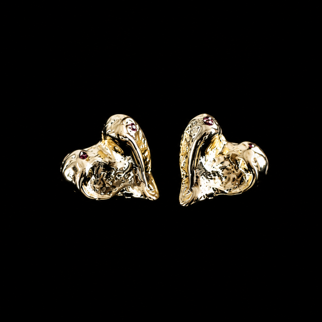 HAMMERED HEART STUDS