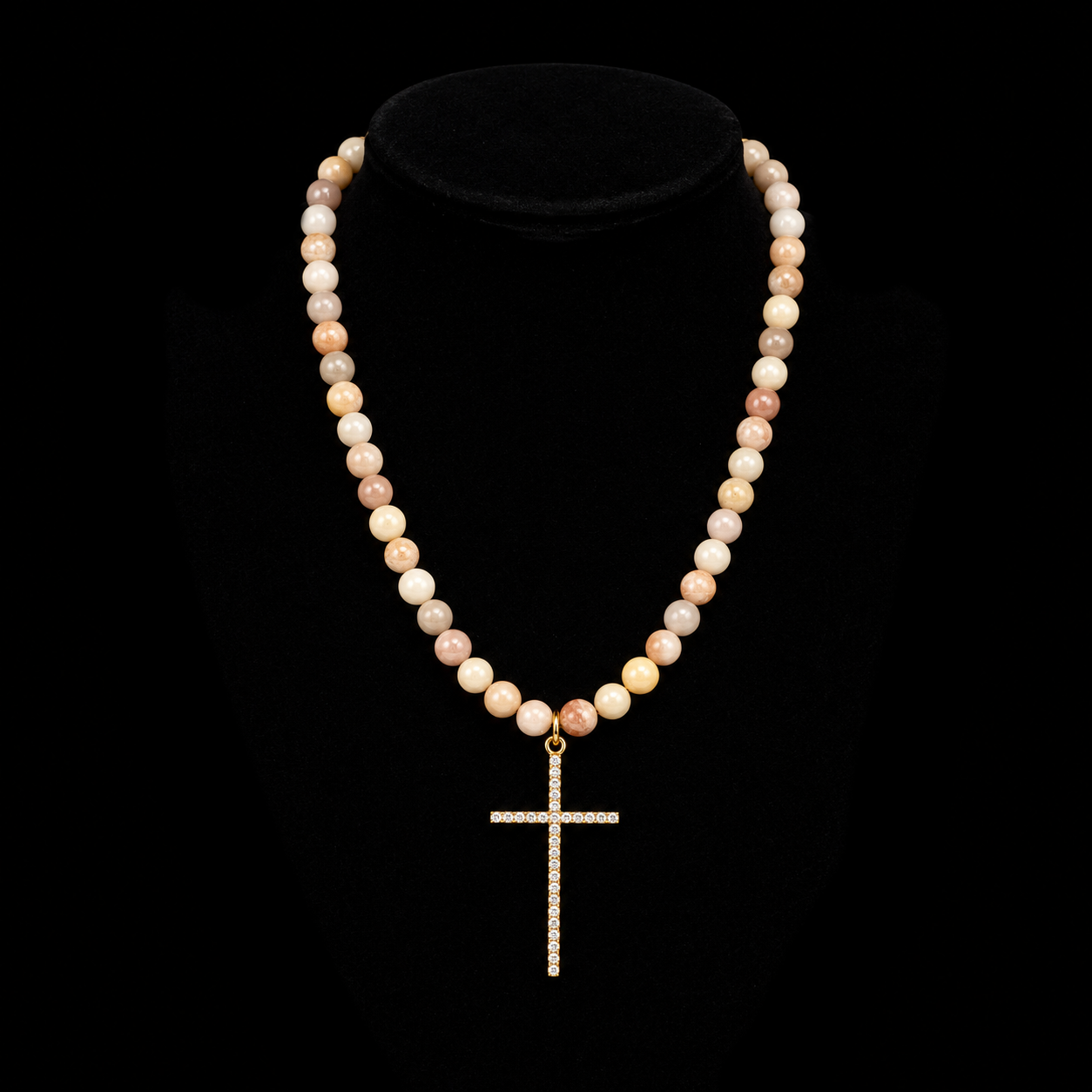 Earth-tone Cross Beaded Necklace