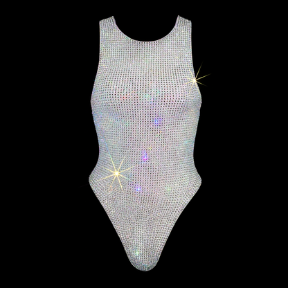 WHITE + AB CRYSTALLIZED LEOTARD