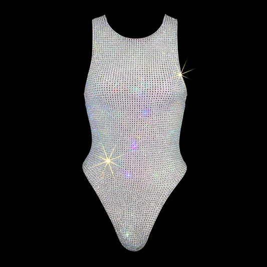WHITE + AB CRYSTALLIZED LEOTARD