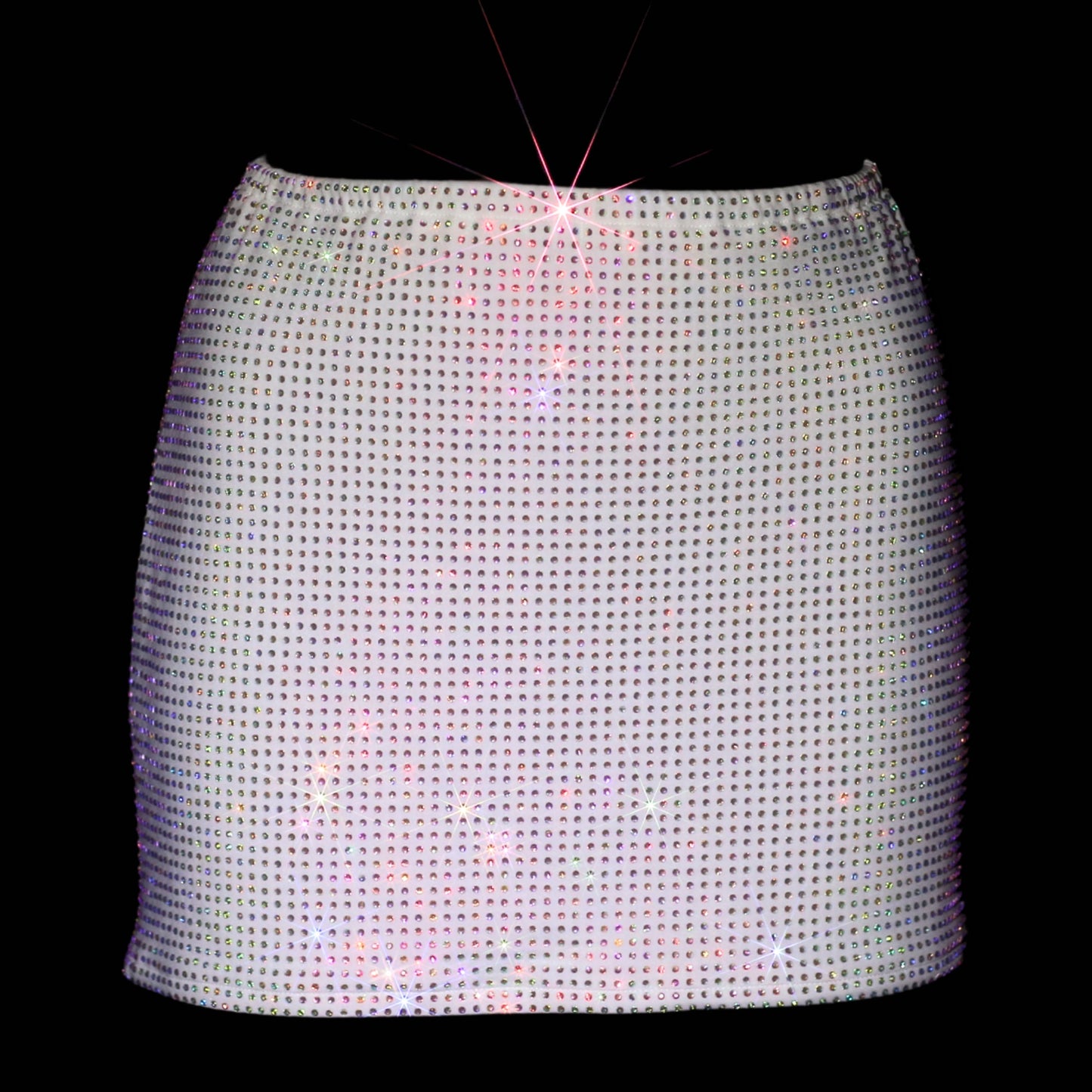 WHITE + AB CRYSTALLIZED MINI SKIRT