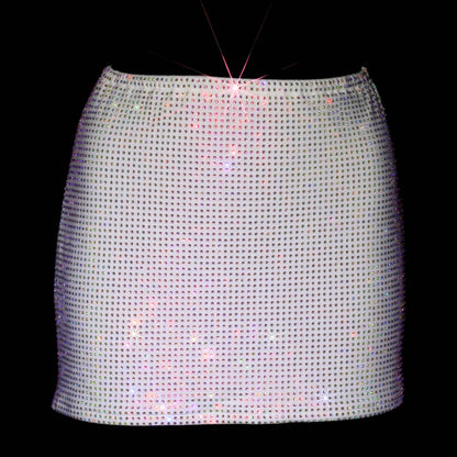 WHITE + AB CRYSTALLIZED MINI SKIRT