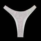 WHITE + AB CRYSTALLIZED HI-CUT THONG