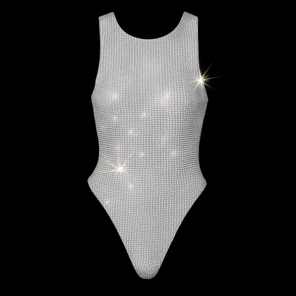 WHITE + CLEAR CRYSTALLIZED LEOTARD