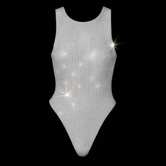 WHITE + CLEAR CRYSTALLIZED LEOTARD