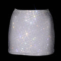 WHITE + CLEAR CRYSTALLIZED MINI SKIRT