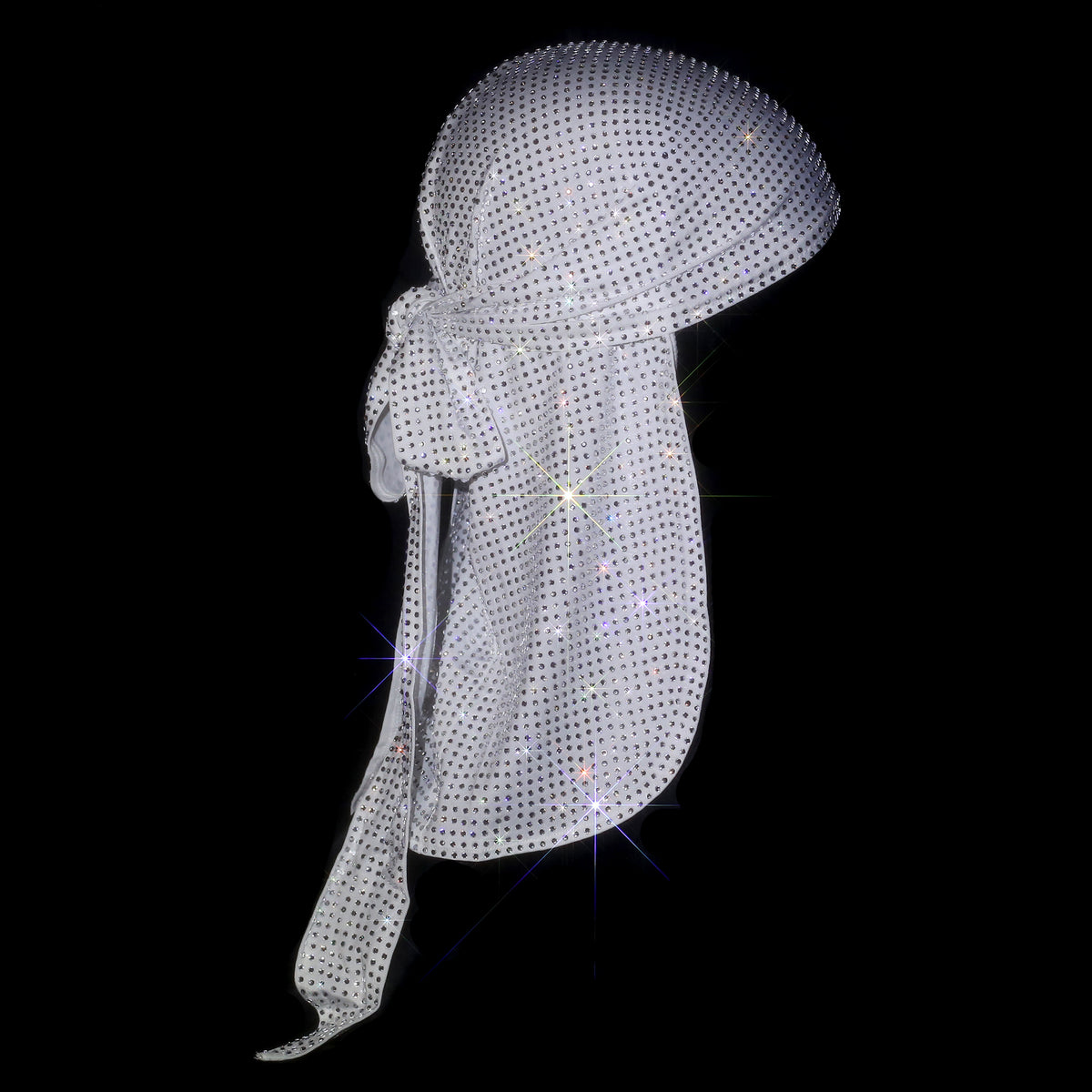 WHITE + CLEAR CRYSTALLIZED UNISEX DURAG