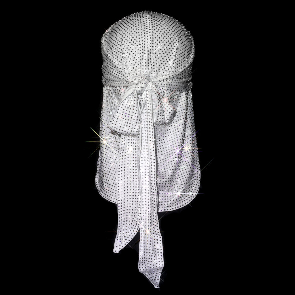 WHITE + CLEAR CRYSTALLIZED UNISEX DURAG