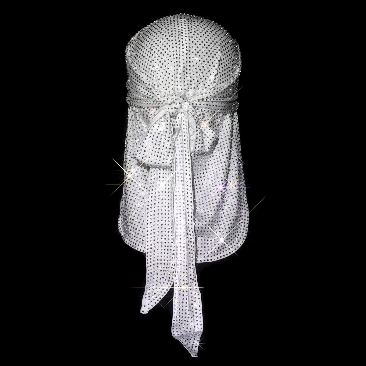 WHITE + CLEAR CRYSTALLIZED UNISEX DURAG